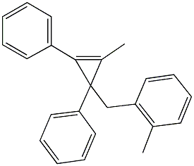 1-methyl-2-[(2-methyl-1,3-diphenyl-2-cyclopropen-1-yl)methyl]benzene Struktur