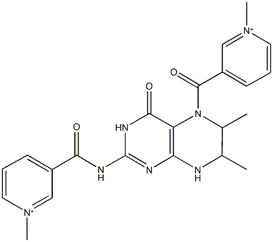 3-[({6,7-dimethyl-5-[(1-methyl-3-pyridiniumyl)carbonyl]-4-oxo-3,4,5,6,7,8-hexahydro-2-pteridinyl}amino)carbonyl]-1-methylpyridinium Struktur