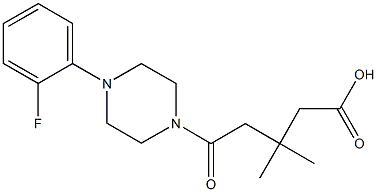 5-[4-(2-fluorophenyl)-1-piperazinyl]-3,3-dimethyl-5-oxopentanoic acid Struktur