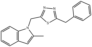 1-[(5-benzyl-1,3,4-thiadiazol-2-yl)methyl]-2-methyl-1H-indole Struktur