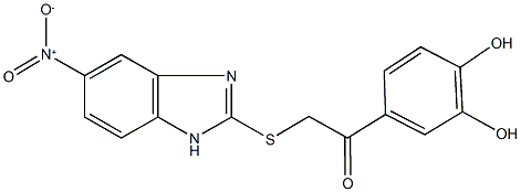 1-(3,4-dihydroxyphenyl)-2-({5-nitro-1H-benzimidazol-2-yl}sulfanyl)ethanone Struktur