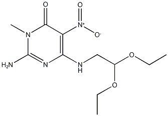 2-amino-6-[(2,2-diethoxyethyl)amino]-5-nitro-3-methyl-4(3H)-pyrimidinone Struktur