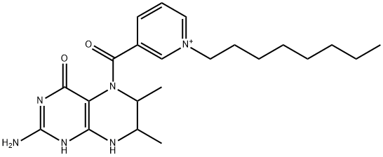 3-[(2-amino-6,7-dimethyl-4-oxo-4,6,7,8-tetrahydro-5(3H)-pteridinyl)carbonyl]-1-octylpyridinium Struktur