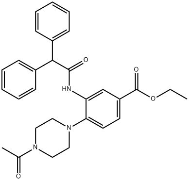 ethyl 4-(4-acetyl-1-piperazinyl)-3-[(diphenylacetyl)amino]benzoate Struktur