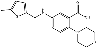 5-{[(5-methyl-2-thienyl)methyl]amino}-2-(4-morpholinyl)benzoic acid Struktur