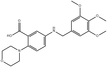 2-(4-morpholinyl)-5-[(3,4,5-trimethoxybenzyl)amino]benzoic acid Struktur