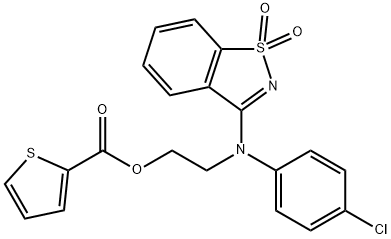 2-[4-chloro(1,1-dioxido-1,2-benzisothiazol-3-yl)anilino]ethyl 2-thiophenecarboxylate Struktur