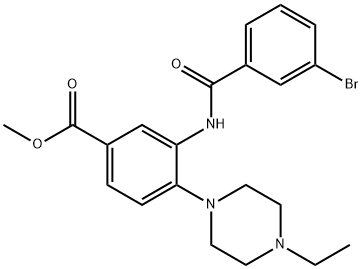 methyl 3-[(3-bromobenzoyl)amino]-4-(4-ethyl-1-piperazinyl)benzoate Struktur