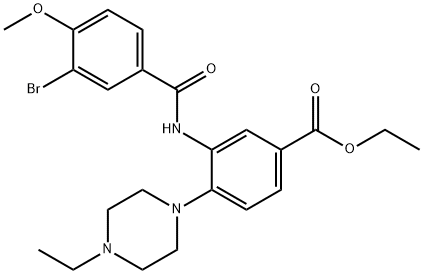 ethyl 3-[(3-bromo-4-methoxybenzoyl)amino]-4-(4-ethyl-1-piperazinyl)benzoate Struktur