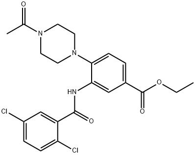 ethyl 4-(4-acetyl-1-piperazinyl)-3-[(2,5-dichlorobenzoyl)amino]benzoate Struktur