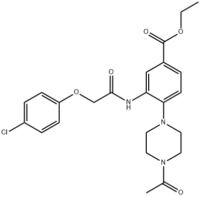 ethyl 4-(4-acetyl-1-piperazinyl)-3-{[(4-chlorophenoxy)acetyl]amino}benzoate Struktur