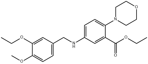 ethyl 5-[(3-ethoxy-4-methoxybenzyl)amino]-2-(4-morpholinyl)benzoate Struktur