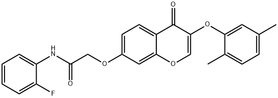 2-{[3-(2,5-dimethylphenoxy)-4-oxo-4H-chromen-7-yl]oxy}-N-(2-fluorophenyl)acetamide Struktur