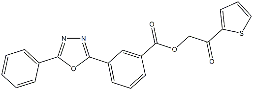 2-oxo-2-(2-thienyl)ethyl 3-(5-phenyl-1,3,4-oxadiazol-2-yl)benzoate Struktur