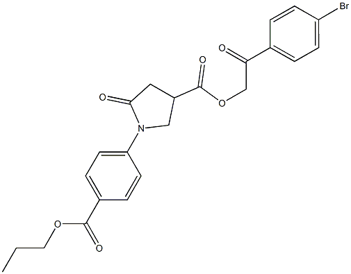 2-(4-bromophenyl)-2-oxoethyl 5-oxo-1-[4-(propoxycarbonyl)phenyl]-3-pyrrolidinecarboxylate Struktur