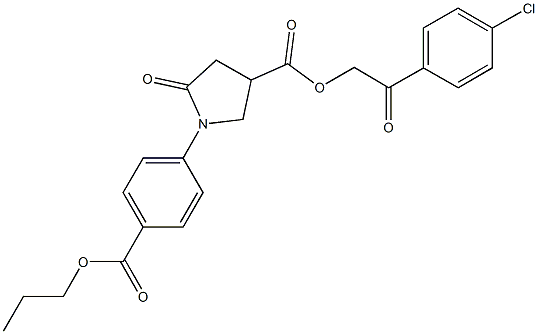 2-(4-chlorophenyl)-2-oxoethyl 5-oxo-1-[4-(propoxycarbonyl)phenyl]-3-pyrrolidinecarboxylate Struktur