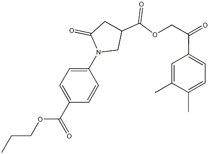 2-(3,4-dimethylphenyl)-2-oxoethyl 5-oxo-1-[4-(propoxycarbonyl)phenyl]-3-pyrrolidinecarboxylate Struktur