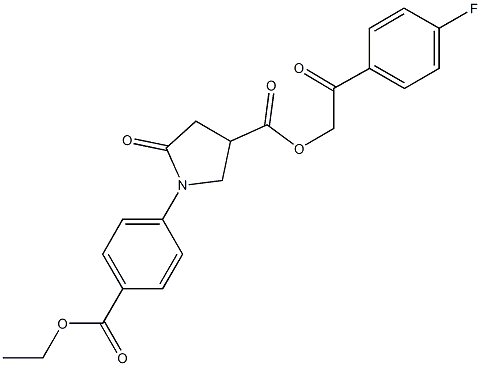 2-(4-fluorophenyl)-2-oxoethyl 1-[4-(ethoxycarbonyl)phenyl]-5-oxo-3-pyrrolidinecarboxylate Struktur