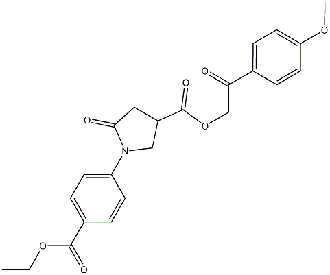 2-(4-methoxyphenyl)-2-oxoethyl 1-[4-(ethoxycarbonyl)phenyl]-5-oxo-3-pyrrolidinecarboxylate Struktur