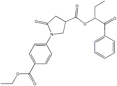 1-benzoylpropyl 1-[4-(ethoxycarbonyl)phenyl]-5-oxo-3-pyrrolidinecarboxylate Struktur