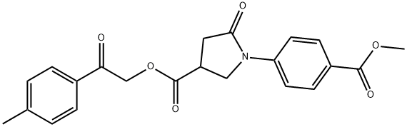 2-(4-methylphenyl)-2-oxoethyl 1-[4-(methoxycarbonyl)phenyl]-5-oxo-3-pyrrolidinecarboxylate Struktur