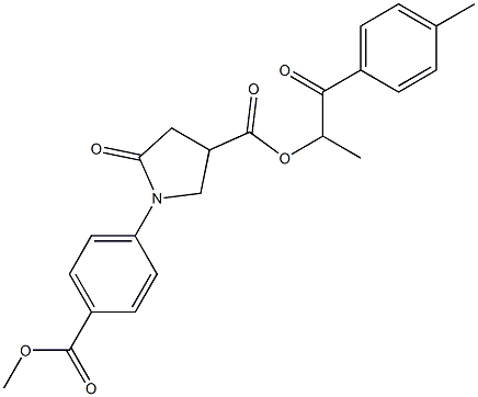 1-methyl-2-(4-methylphenyl)-2-oxoethyl 1-[4-(methoxycarbonyl)phenyl]-5-oxo-3-pyrrolidinecarboxylate Struktur