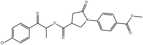 2-(4-chlorophenyl)-1-methyl-2-oxoethyl 1-[4-(methoxycarbonyl)phenyl]-5-oxo-3-pyrrolidinecarboxylate Struktur