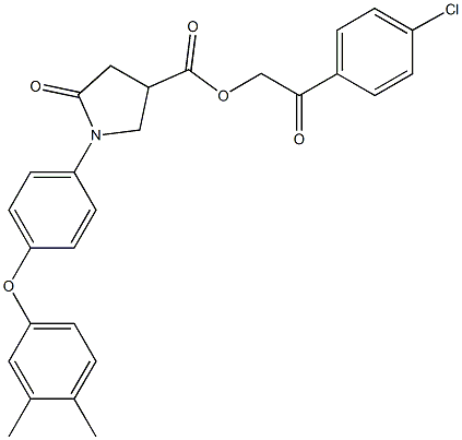 2-(4-chlorophenyl)-2-oxoethyl 1-[4-(3,4-dimethylphenoxy)phenyl]-5-oxo-3-pyrrolidinecarboxylate Struktur