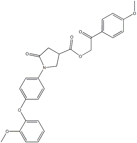 2-(4-methoxyphenyl)-2-oxoethyl 1-[4-(2-methoxyphenoxy)phenyl]-5-oxo-3-pyrrolidinecarboxylate Struktur