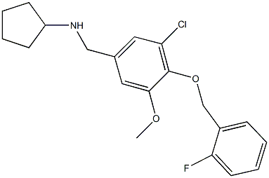 N-{3-chloro-4-[(2-fluorobenzyl)oxy]-5-methoxybenzyl}-N-cyclopentylamine Struktur