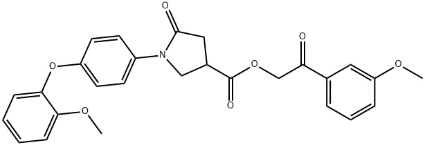 2-(3-methoxyphenyl)-2-oxoethyl 1-[4-(2-methoxyphenoxy)phenyl]-5-oxo-3-pyrrolidinecarboxylate Struktur