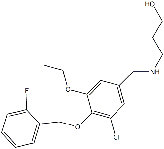 3-({3-chloro-5-ethoxy-4-[(2-fluorobenzyl)oxy]benzyl}amino)-1-propanol Struktur