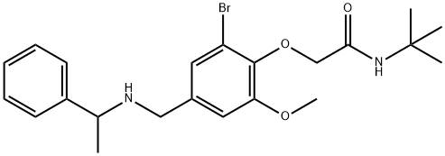 2-(2-bromo-6-methoxy-4-{[(1-phenylethyl)amino]methyl}phenoxy)-N-(tert-butyl)acetamide Struktur