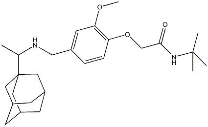 2-[4-({[1-(1-adamantyl)ethyl]amino}methyl)-2-methoxyphenoxy]-N-(tert-butyl)acetamide Struktur