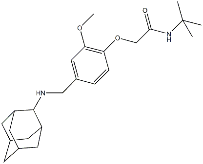 2-{4-[(2-adamantylamino)methyl]-2-methoxyphenoxy}-N-(tert-butyl)acetamide Struktur