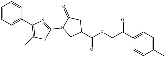 2-(4-methylphenyl)-2-oxoethyl 1-(5-methyl-4-phenyl-1,3-thiazol-2-yl)-5-oxo-3-pyrrolidinecarboxylate Struktur