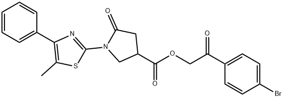 2-(4-bromophenyl)-2-oxoethyl 1-(5-methyl-4-phenyl-1,3-thiazol-2-yl)-5-oxo-3-pyrrolidinecarboxylate Struktur