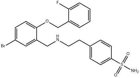 4-[2-({5-bromo-2-[(2-fluorobenzyl)oxy]benzyl}amino)ethyl]benzenesulfonamide Struktur