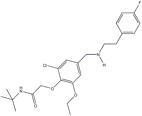 N-(tert-butyl)-2-[2-chloro-6-ethoxy-4-({[2-(4-fluorophenyl)ethyl]amino}methyl)phenoxy]acetamide Struktur