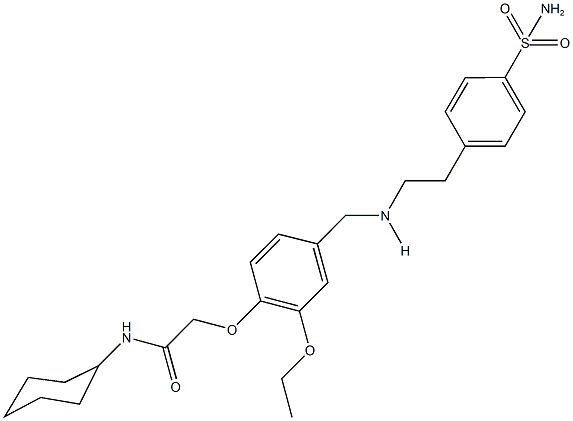 2-{4-[({2-[4-(aminosulfonyl)phenyl]ethyl}amino)methyl]-2-ethoxyphenoxy}-N-cyclohexylacetamide Struktur