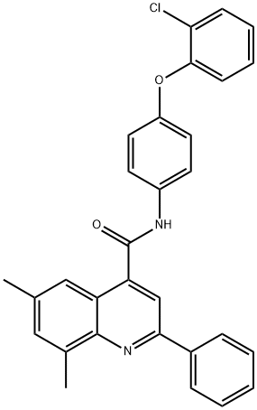 N-[4-(2-chlorophenoxy)phenyl]-6,8-dimethyl-2-phenyl-4-quinolinecarboxamide Struktur