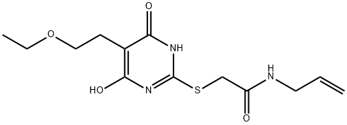 N-allyl-2-{[5-(2-ethoxyethyl)-4-hydroxy-6-oxo-1,6-dihydro-2-pyrimidinyl]sulfanyl}acetamide Struktur