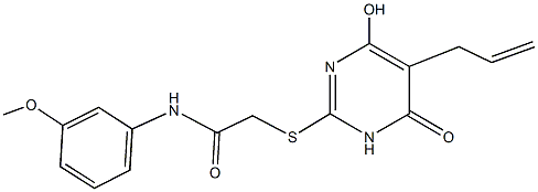 2-[(5-allyl-4-hydroxy-6-oxo-1,6-dihydro-2-pyrimidinyl)sulfanyl]-N-(3-methoxyphenyl)acetamide Struktur