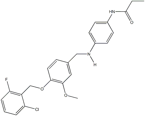 N-[4-({4-[(2-chloro-6-fluorobenzyl)oxy]-3-methoxybenzyl}amino)phenyl]propanamide Struktur