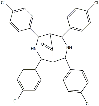 2,4,6,8-tetrakis(4-chlorophenyl)-3,7-diazabicyclo[3.3.1]nonan-9-one Struktur