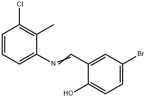 4-bromo-2-{[(3-chloro-2-methylphenyl)imino]methyl}phenol Struktur