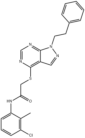 N-(3-chloro-2-methylphenyl)-2-{[1-(2-phenylethyl)-1H-pyrazolo[3,4-d]pyrimidin-4-yl]sulfanyl}acetamide Struktur