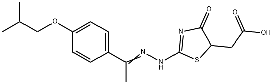 (2-{[1-(4-isobutoxyphenyl)ethylidene]hydrazono}-4-oxo-1,3-thiazolidin-5-yl)acetic acid Struktur