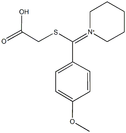 1-[[(carboxymethyl)thio](4-methoxyphenyl)methylene]piperidinium Struktur