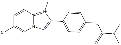 4-(6-chloro-1-methylimidazo[1,2-a]pyridin-1-ium-2-yl)phenyl dimethylcarbamate Struktur